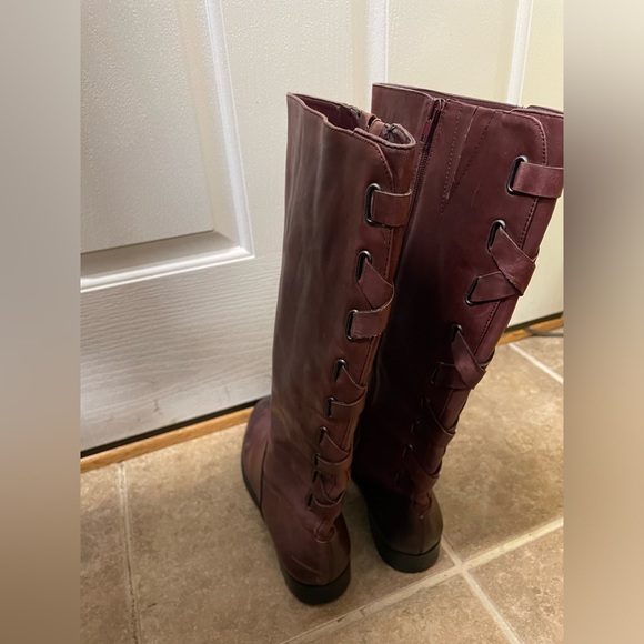 Arturo Chiang Knee High Riding Boots Size 10M Burgundy 16” - Picture 3 of 11